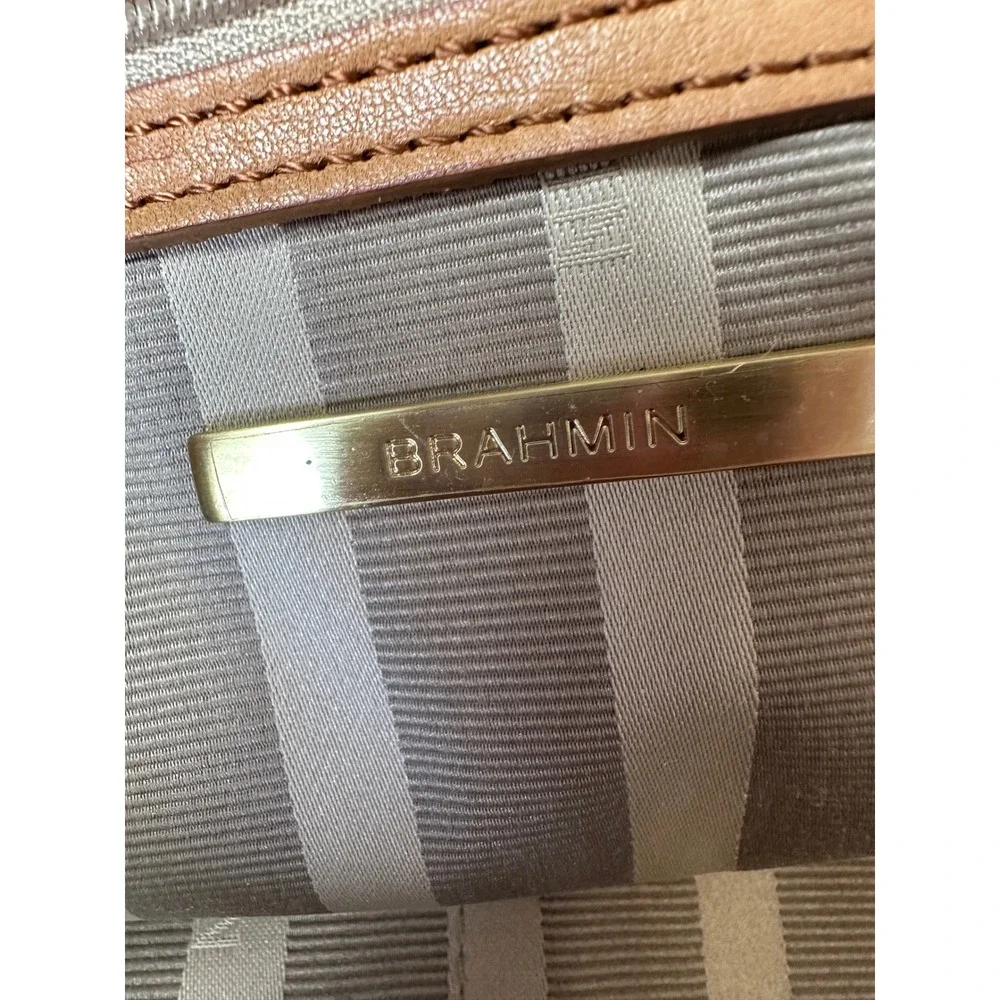 Brahmin Womens Delaney Tote Bag FLAWS Large Tan Charleston Leather Crossbody